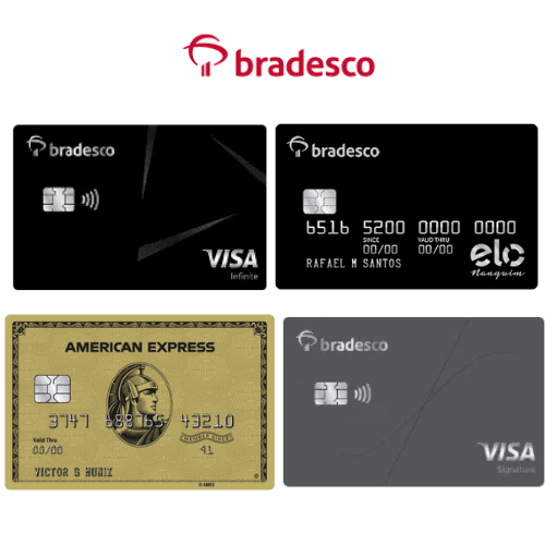 Imagem dos cartões do Bradesco participantes da promoção